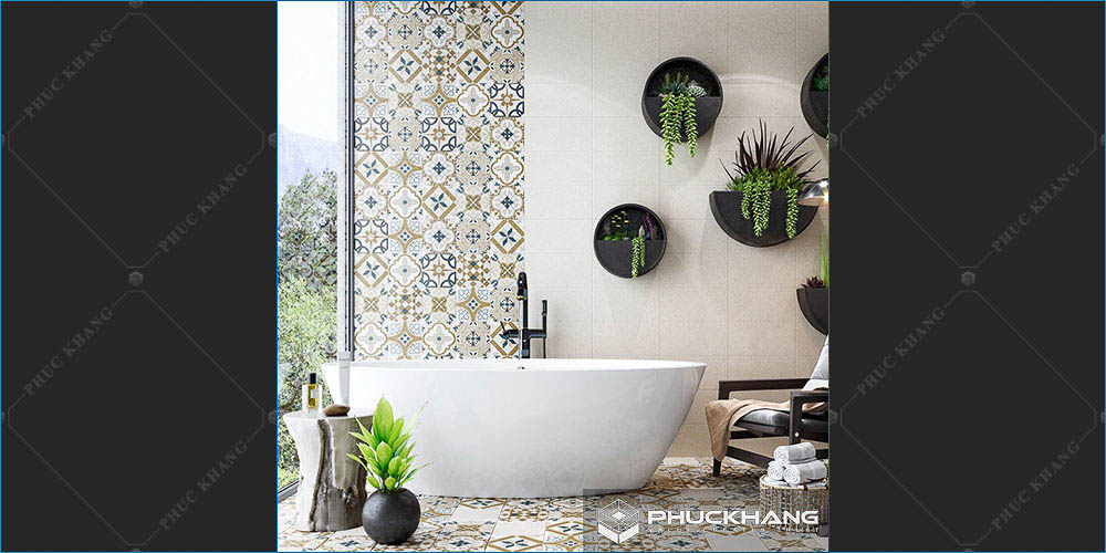 gạch ốp nhà vệ sinh nhà tắm tone trắng