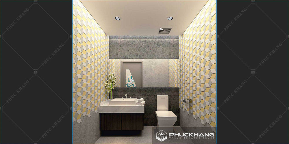 Gạch ốp nhà tắm tone vàng