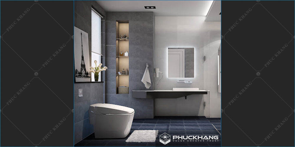 Gạch ốp nhà vệ sinh nhà tắm tone xám