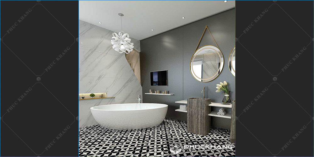 Gạch ốp nhà vệ sinh nhà tắm tone xám