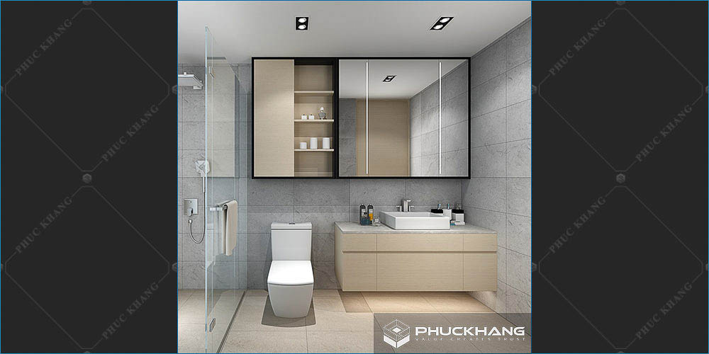 Gạch ốp nhà vệ sinh nhà tắm tone xám