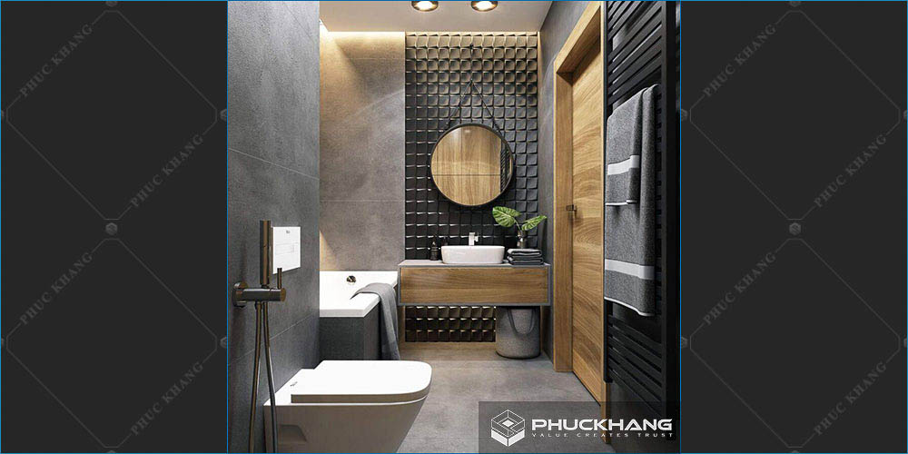 Gạch ốp nhà vệ sinh nhà tắm tone xám