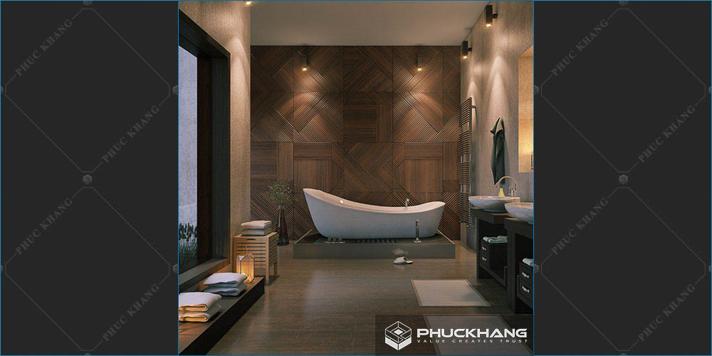Gạch ốp nhà tắm tone xám