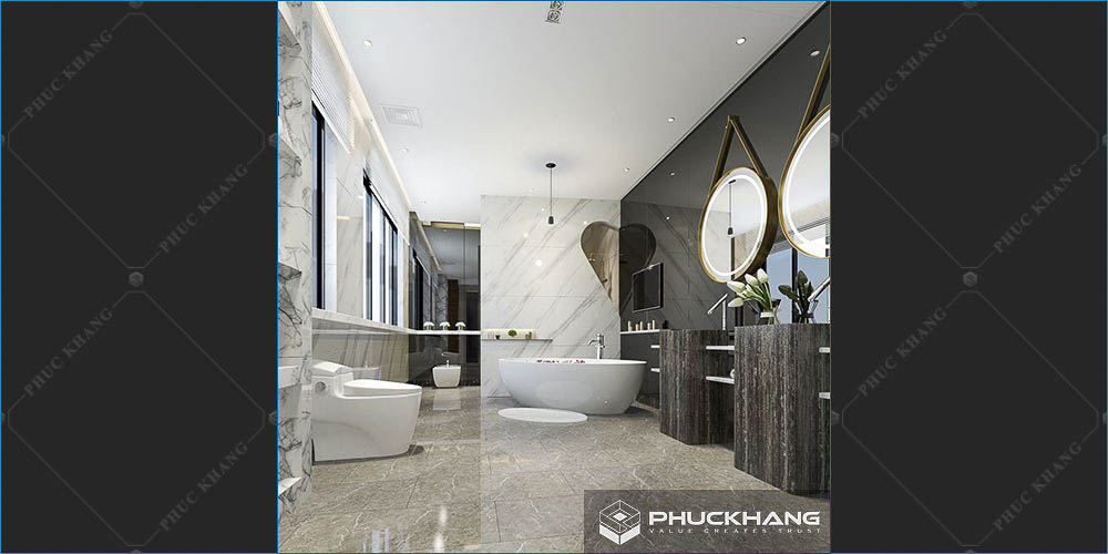 Gạch ốp nhà vệ sinh nhà tắm tone xám