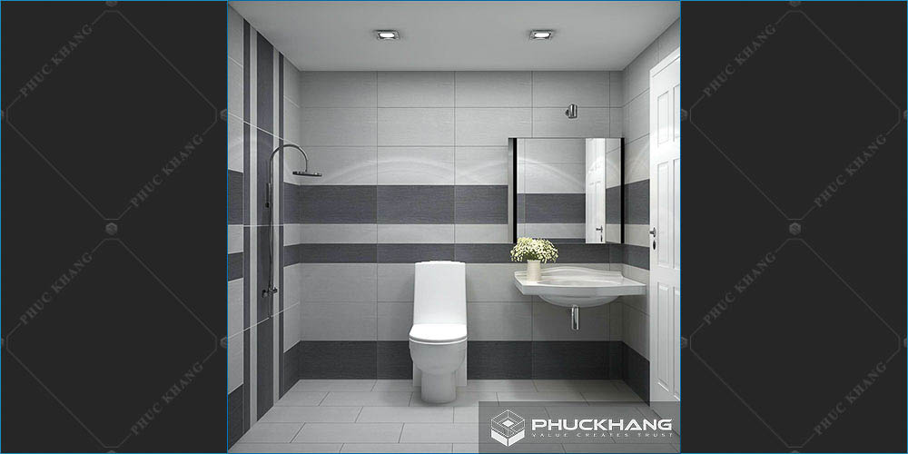 Gạch ốp nhà vệ sinh nhà tắm tone xám