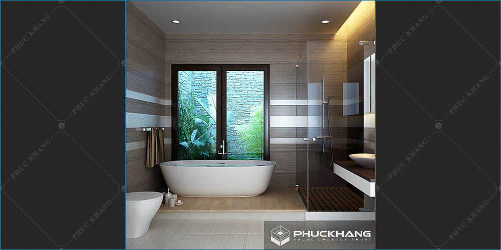 Gạch ốp nhà vệ sinh nhà tắm tone xám