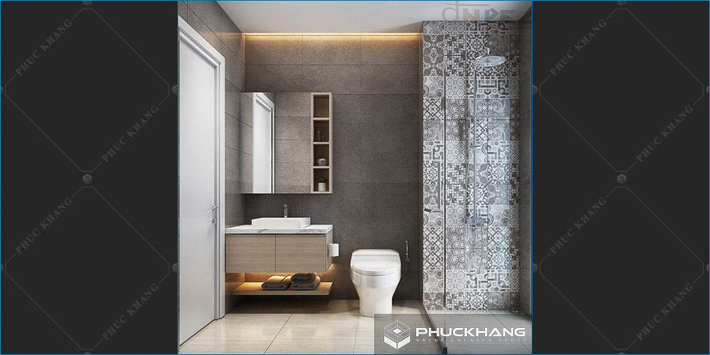Gạch ốp nhà vệ sinh nhà tắm tone xám