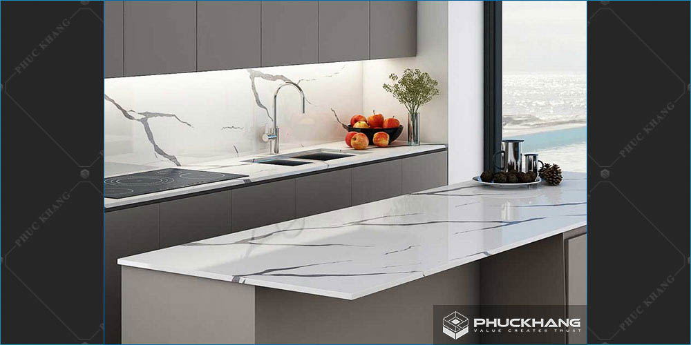 gạch giả đá ốp tường bếp