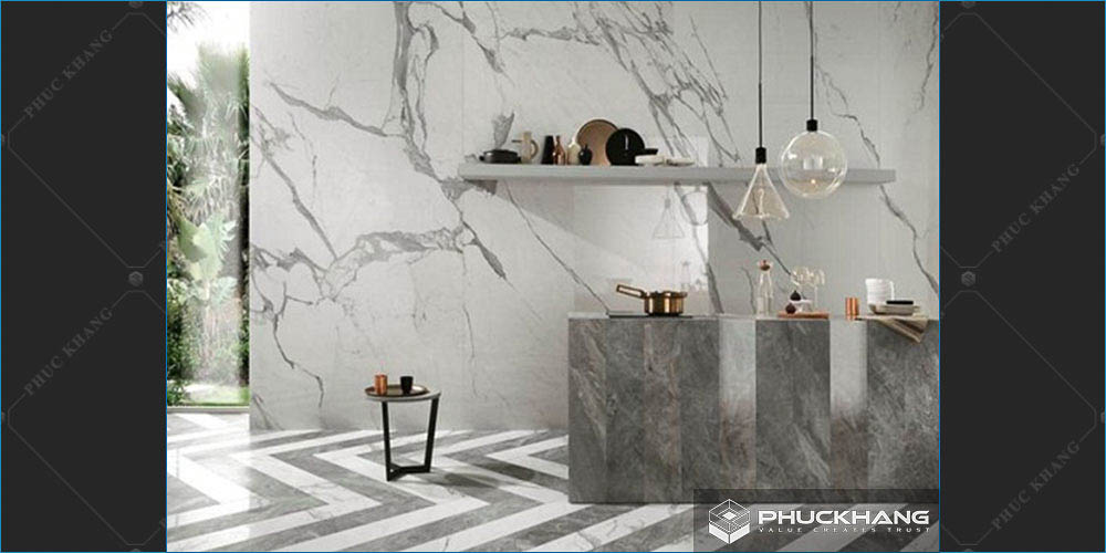 gạch giả đá ốp tường bếp