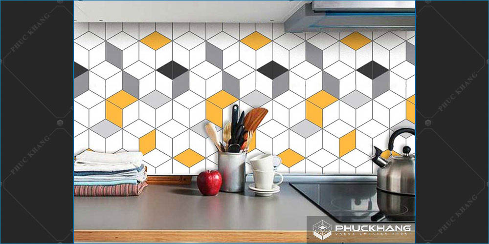 gạch lục giác ốp tường bếp