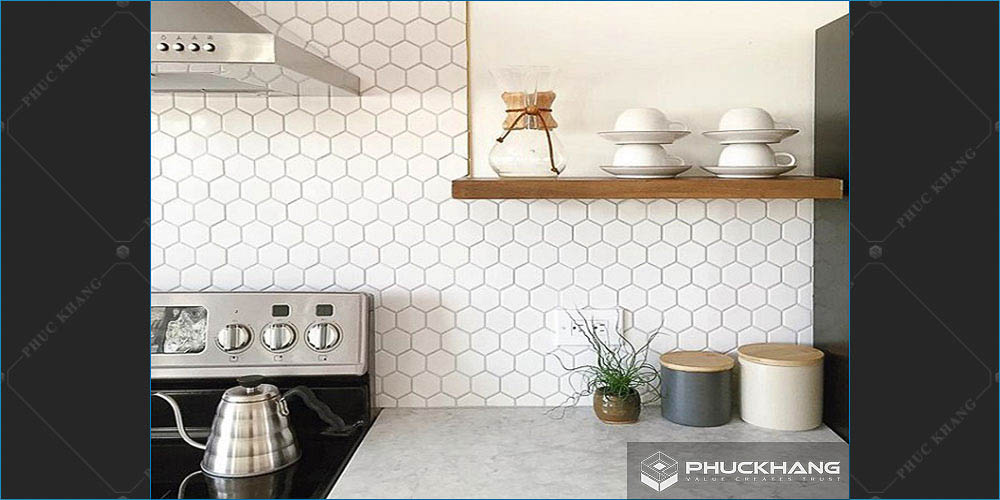 gạch lục giác ốp tường bếp