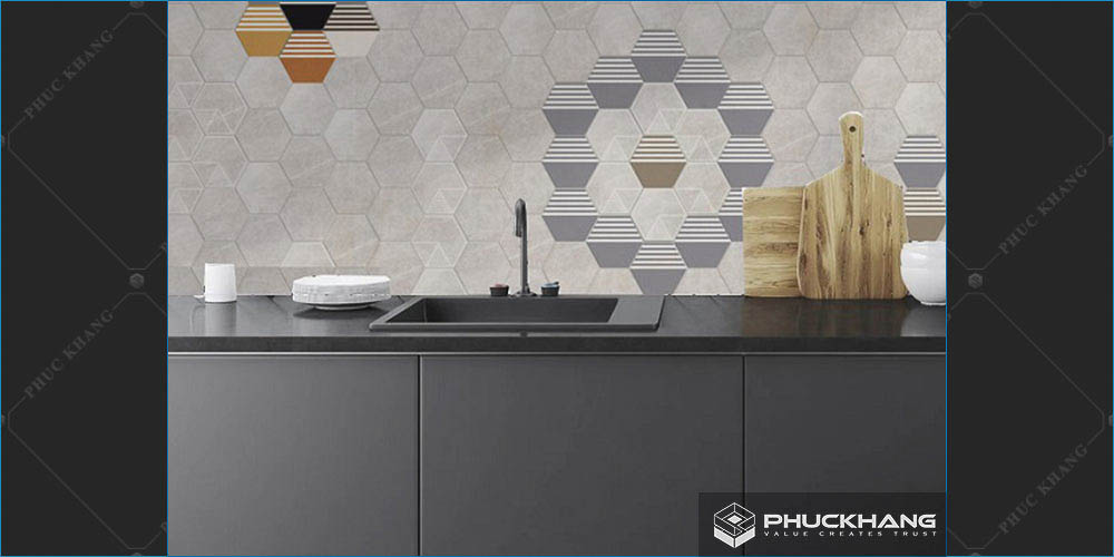 gạch lục giác ốp tường bếp