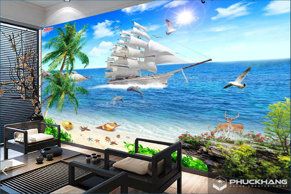 gạch ốp tường 3D phòng khách