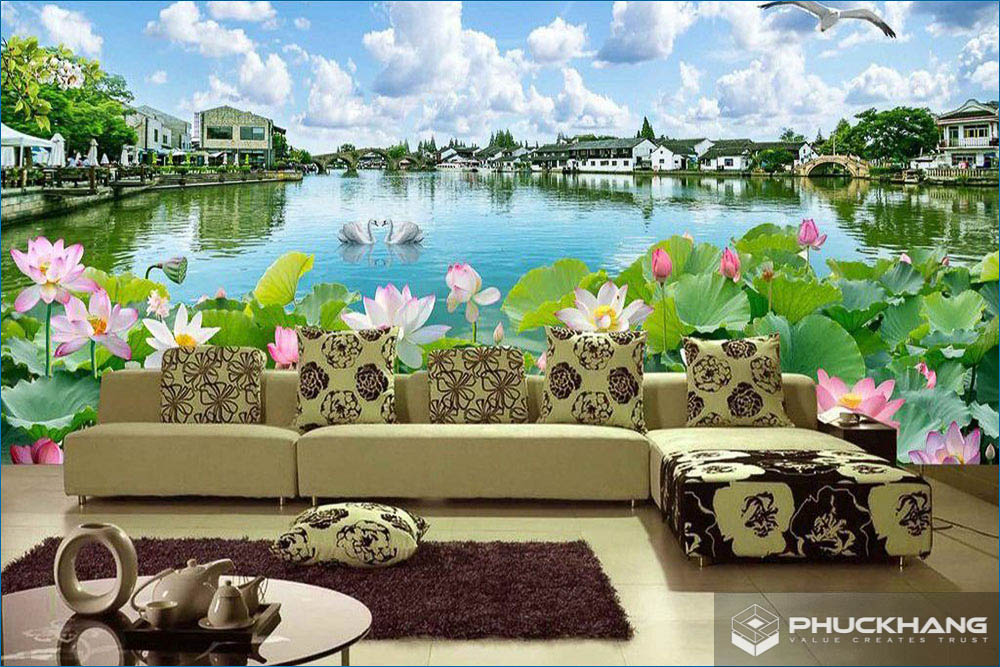 gạch ốp tường 3D phòng khách