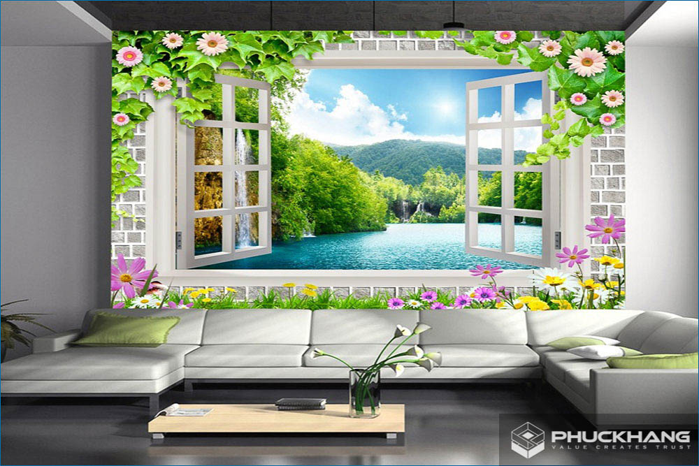 gạch ốp tường 3D phòng khách