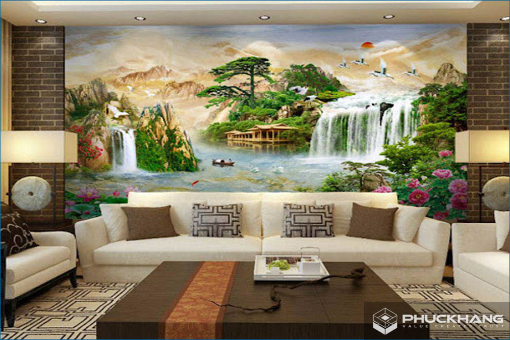 gạch ốp tường 3D phòng khách
