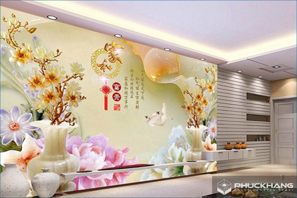 gạch ốp tường 3D phòng khách