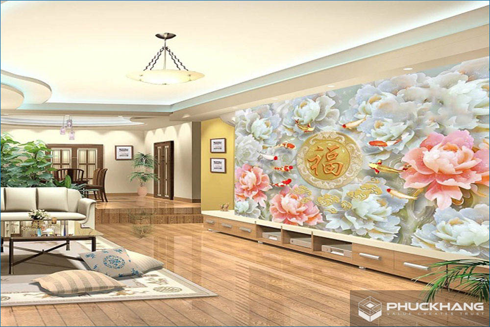 gạch ốp tường 3D phòng khách