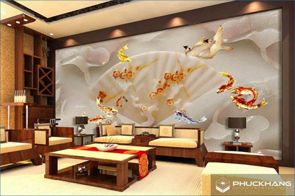 gạch ốp tường 3D phòng khách