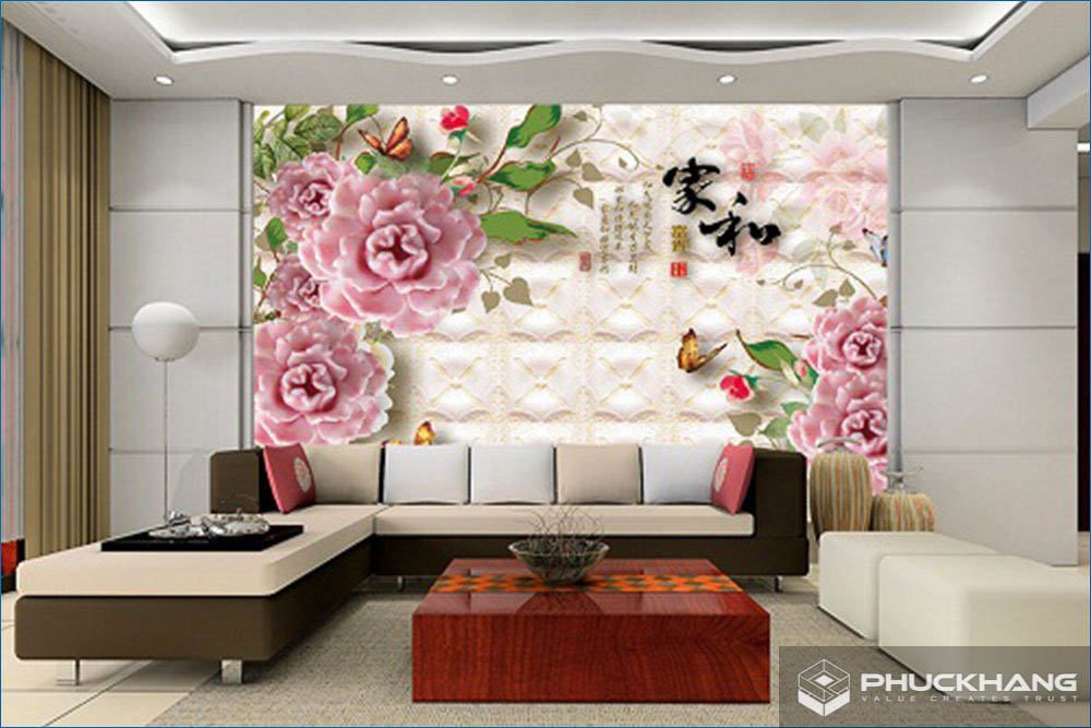 gạch ốp tường 3D phòng khách