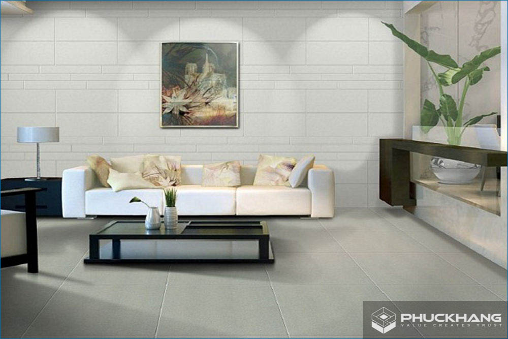 gạch ốp tường đụng trần phòng khách