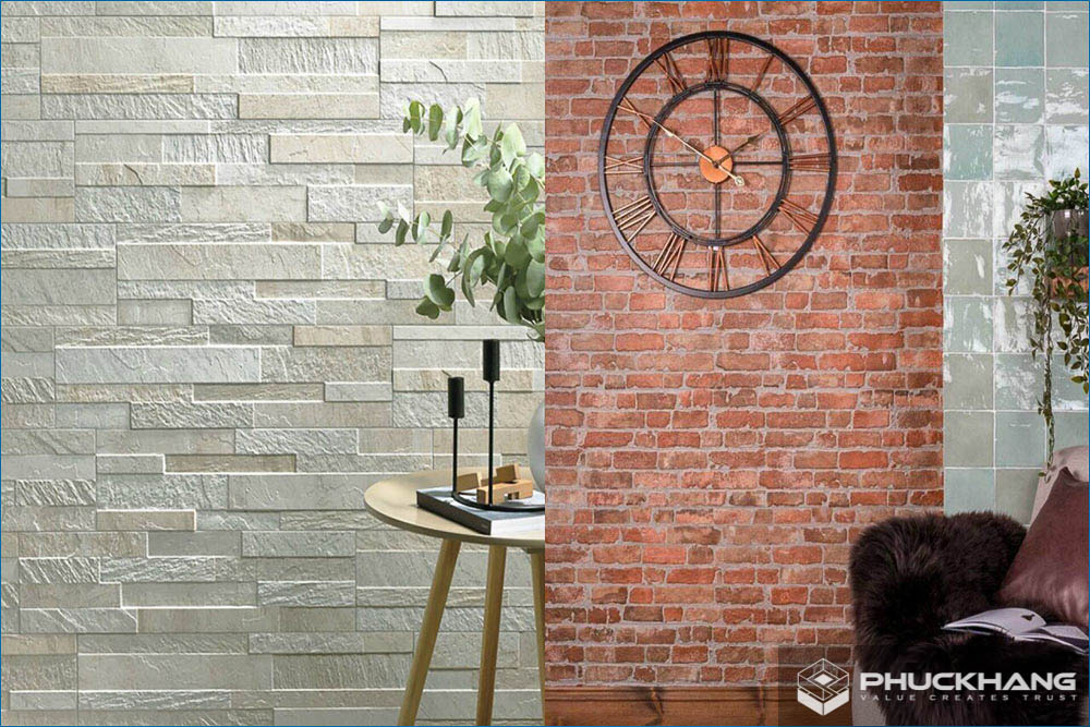 gạch thẻ ốp tường giả đá