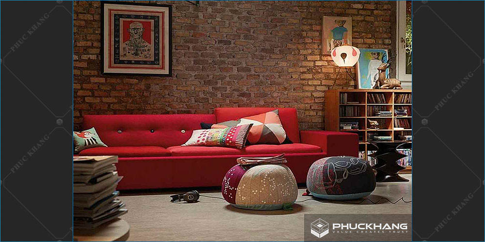 gạch thẻ ốp tường phòng khách