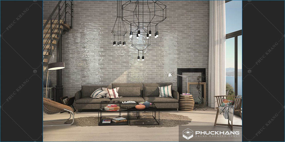 gạch thẻ ốp tường phòng khách