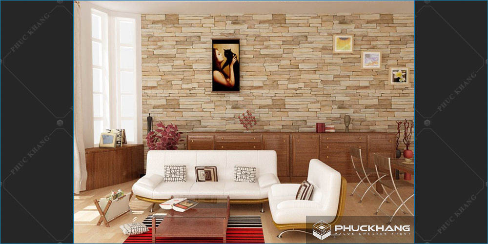 gạch thẻ ốp tường phòng khách