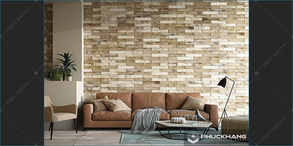 gạch thẻ ốp tường phòng khách
