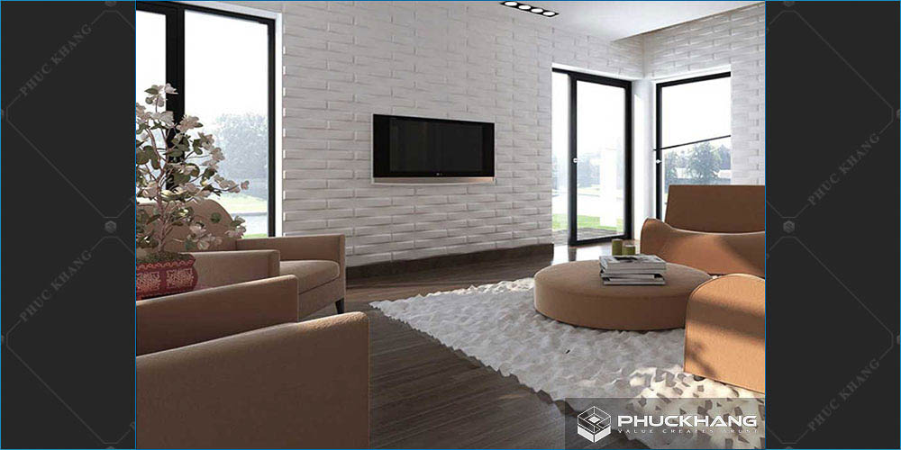 gạch thẻ ốp tường phòng khách
