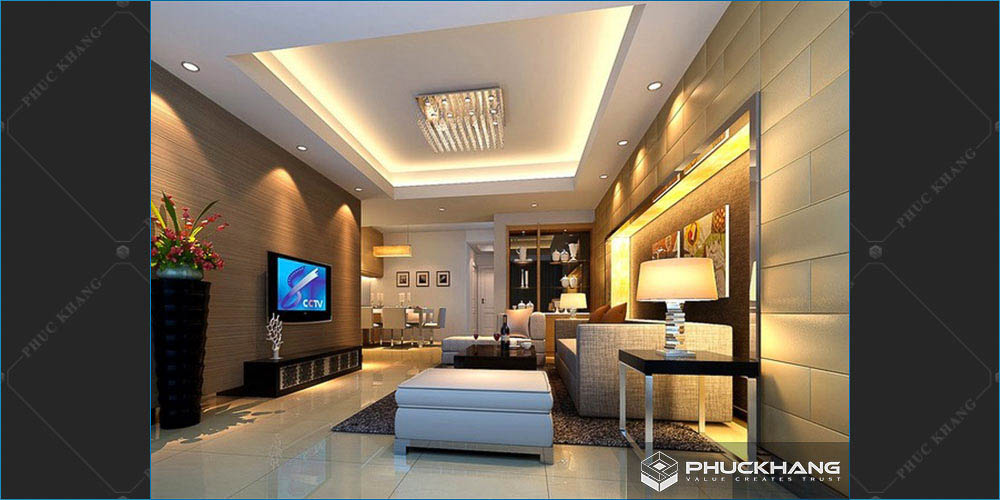 gạch thẻ ốp tường phòng khách