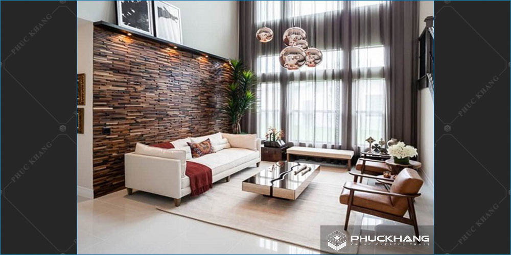 gạch thẻ ốp tường phòng khách