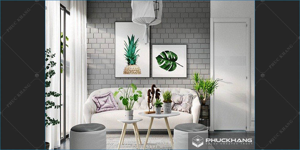 gạch thẻ ốp tường phòng khách