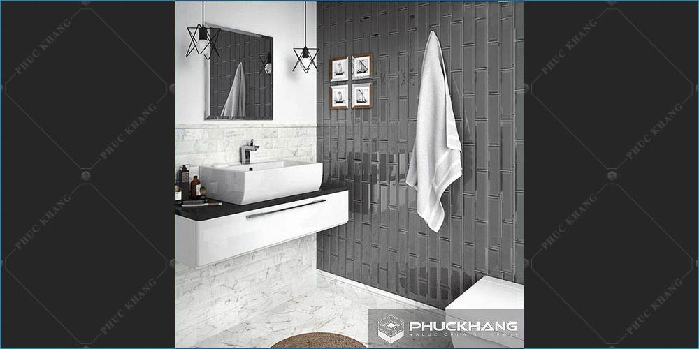 gạch thẻ ốp tường trang trí đơn sắc