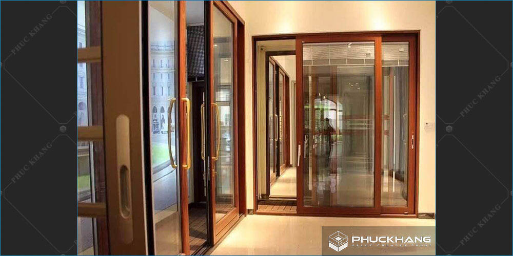 Mẫu cửa nhôm xingfa vân gỗ
