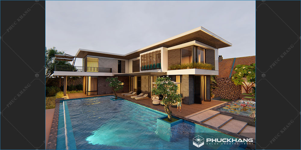 biệt thự có bể bơi 2 tầng