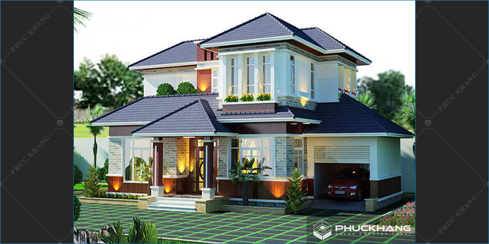 biệt thự mái thái 2 tầng