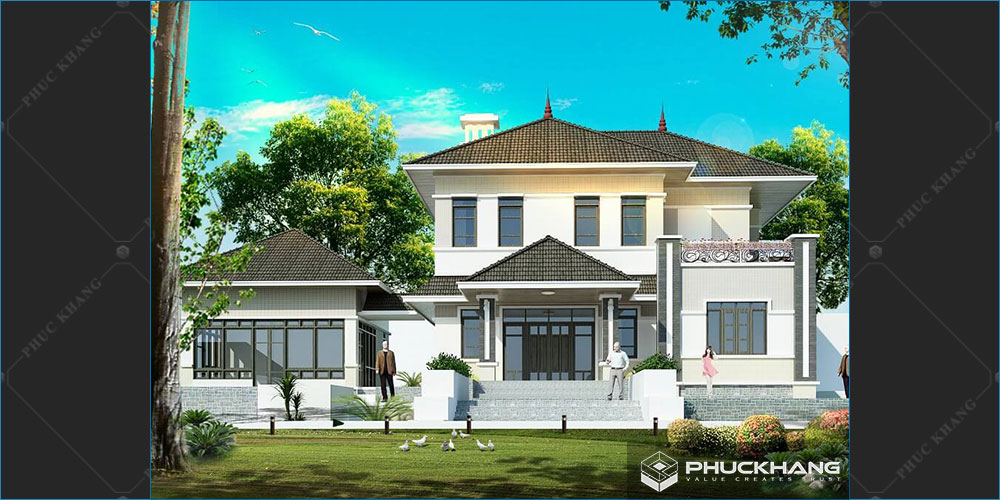 biệt thự mái thái 2 tầng