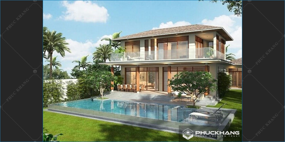 mẫu biệt thự sân vườn có hồ bơi