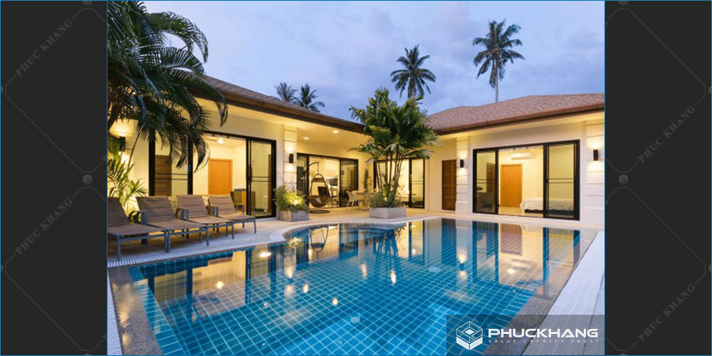 mẫu biệt thự sân vườn có hồ bơi