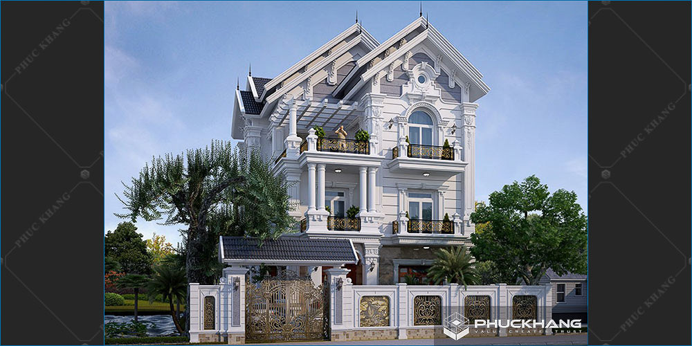 mẫu biệt thự 3 tầng tân cổ điển