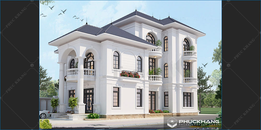 mẫu biệt thự 3 tầng tân cổ điển