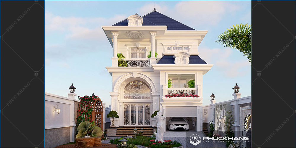 mẫu biệt thự 3 tầng tân cổ điển