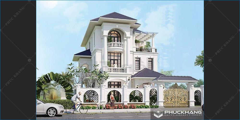 mẫu biệt thự 3 tầng tân cổ điển