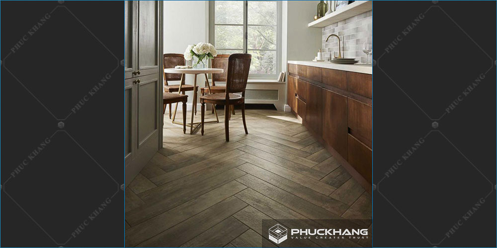 gạch lát nền nhà bếp giả gỗ