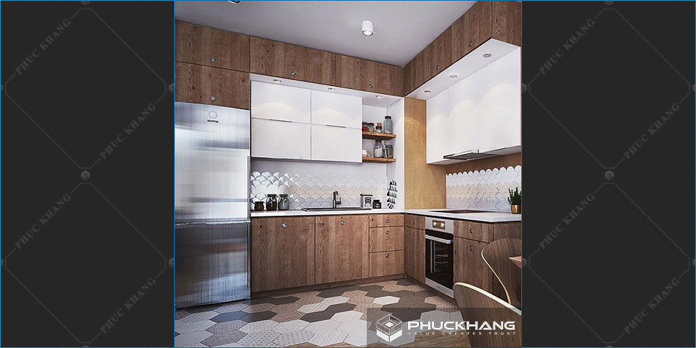 gạch lát nền nhà bếp giả gỗ