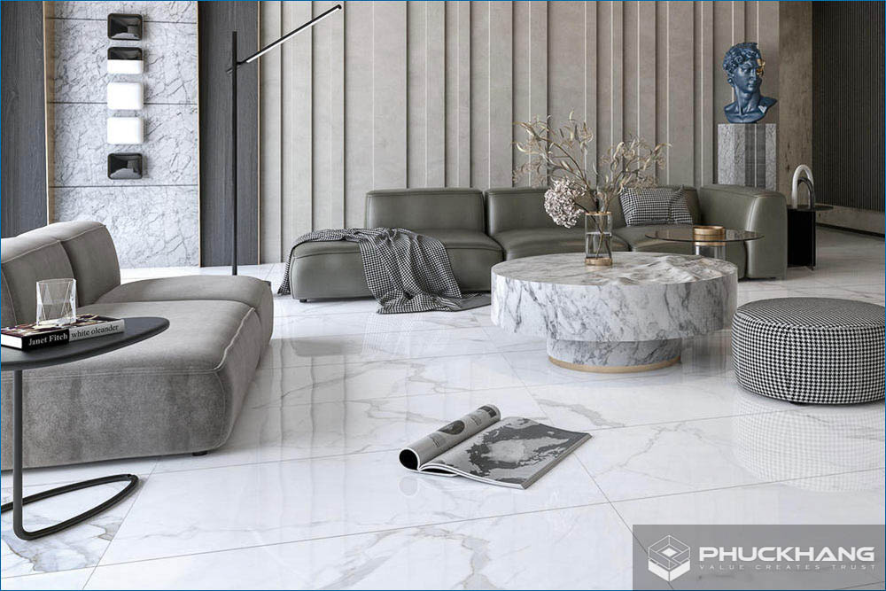 mẫu gạch lát phòng khách đẹp bóng kính