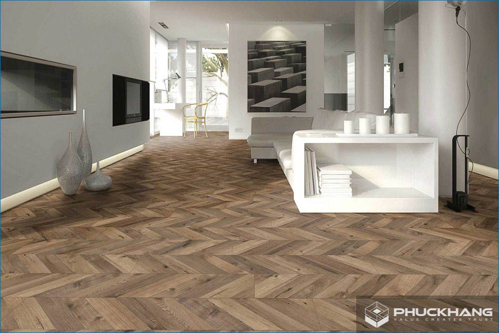 mẫu gạch lát phòng khách đẹp giả gỗ