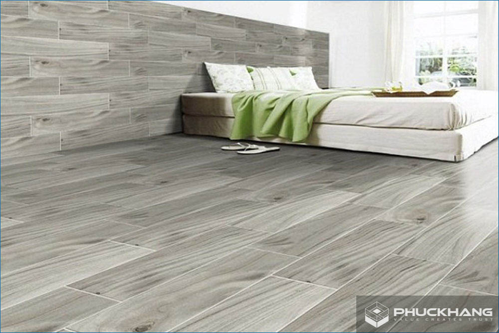 gạch lát nền phòng ngủ giả gỗ
